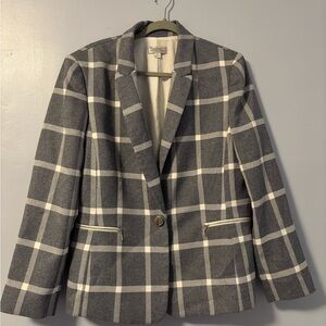 Talbots Gray and White Plaid Blazer